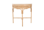 Console Table, Half Moon, Natural Rattan with Three Legs