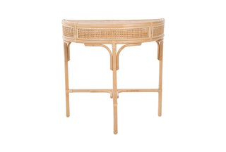Console Table, Half Moon, Natural Rattan with Three Legs