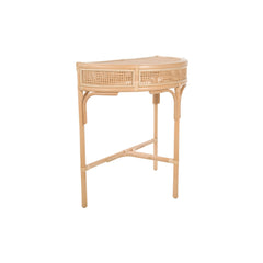 Console Table, Half Moon, Natural Rattan with Three Legs