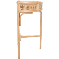 Console Table, Half Moon, Natural Rattan with Three Legs