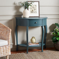 Console Table, Half Moon, Solid Elm Wood, Slate Teal