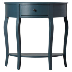 Console Table, Half Moon, Solid Elm Wood, Slate Teal