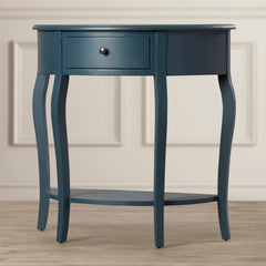 Console Table, Half Moon, Solid Elm Wood, Slate Teal