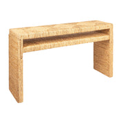 Console Table in Acacia Wood with Brown Water Hyacinth Top