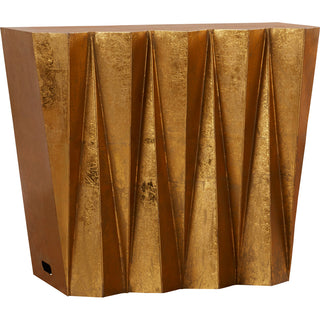 Console Table in Gold Leaf Iron with Pleated Front