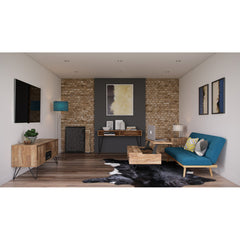 Console Table in Natural Solid Mango Wood with Black Iron Hairpin Legs