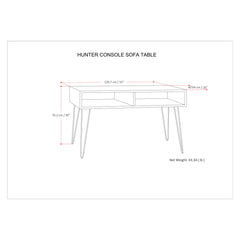 Console Table in Natural Solid Mango Wood with Black Iron Hairpin Legs