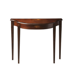 Console Table in Rubberwood with Half-Moon Top and Inlaid Detail