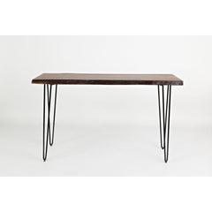 Console Table in Solid Acacia Wood with Metal Hairpin Legs, Chestnut