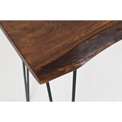 Console Table in Solid Acacia Wood with Metal Hairpin Legs, Chestnut