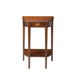 Console Table in Solid and Engineered Wood with Open Shelf, Distressed Olive Ash Burl