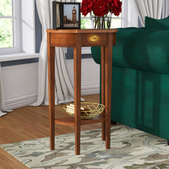 Console Table in Solid and Engineered Wood with Open Shelf, Distressed Olive Ash Burl