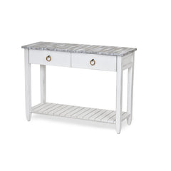 Console Table in Solid Wood with Drawers, Distressed Gray