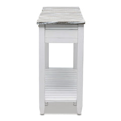 Console Table in Solid Wood with Drawers, Distressed Gray