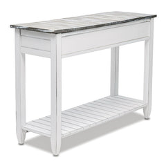 Console Table in Solid Wood with Drawers, Distressed Gray