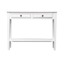 Console Table in White with Two Drawers and Open Shelf