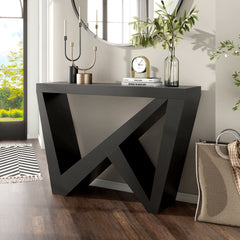 Console Table, Manufactured Wood, W-Shaped Base, Black