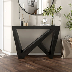 Console Table, Manufactured Wood, W-Shaped Base, Black