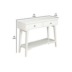 Console Table, Mid-Century, 42 in Wide, White Wood