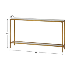 Console Table, Mirrored Glass Top, Iron Base, 60 in Wide