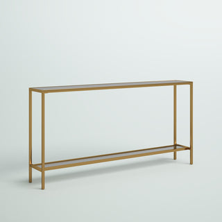 Console Table, Mirrored Glass Top, Iron Base, 60 in Wide