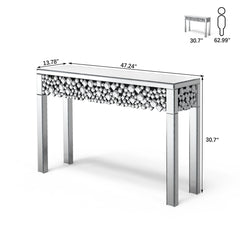 Console Table, Mirrored Glass with Silver Base
