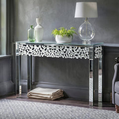 Console Table, Mirrored Glass with Silver Base