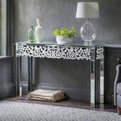 Console Table, Mirrored Glass with Silver Base