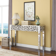 Console Table, Mirrored Glass with Silver Base