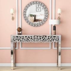 Console Table, Mirrored Glass with Silver Base