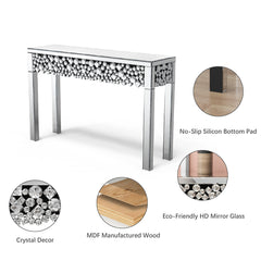 Console Table, Mirrored Glass with Silver Base