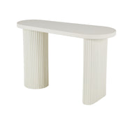 Console Table, Oval, White Metal and Wood, 47 Inch