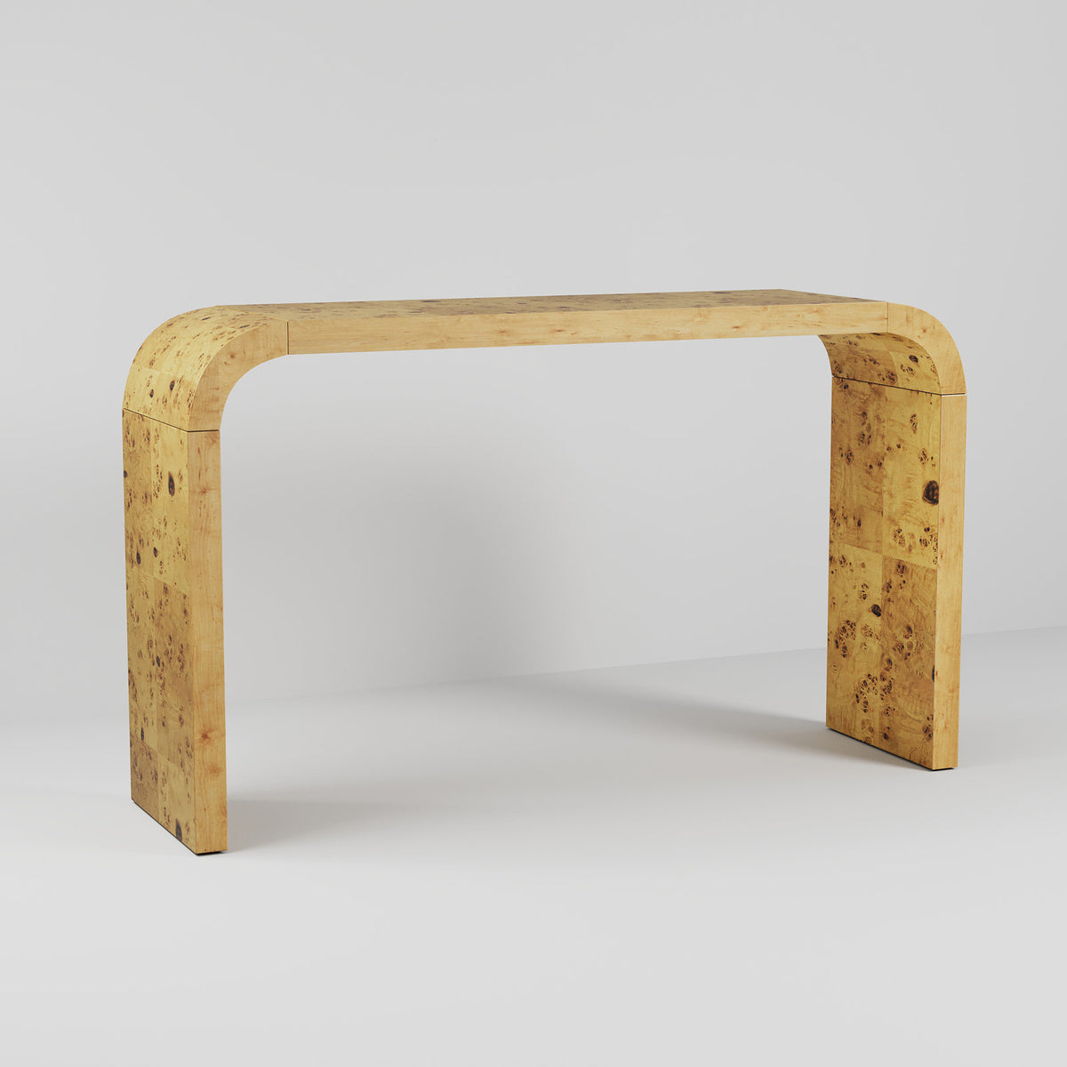 Console Table, Solid Birch Wood in Light Yellow, 52 in Wide
