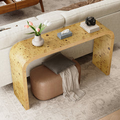 Console Table, Solid Birch Wood in Light Yellow, 52 in Wide