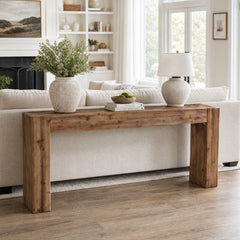 Console Table, Solid Fir Wood in Brown