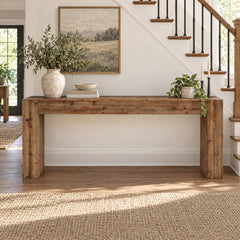 Console Table, Solid Fir Wood in Brown