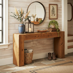 Console Table, Solid Fir Wood in Brown