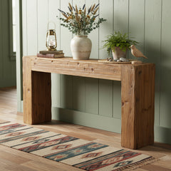 Console Table, Solid Fir Wood in Brown