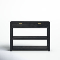 Console Table, Solid Mango Wood, Black, 40 in Wide