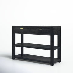 Console Table, Solid Mango Wood, Black, 40 in Wide