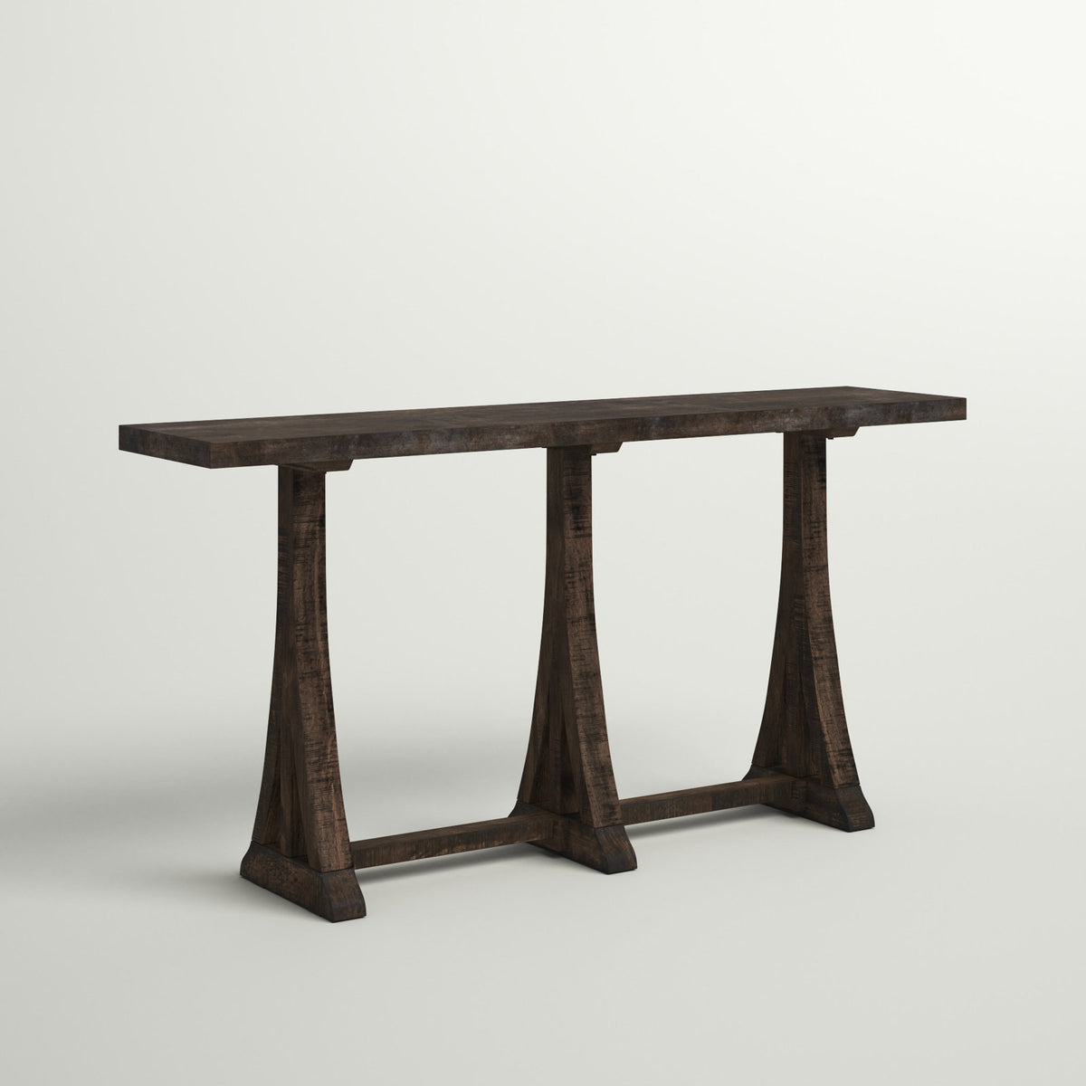Console Table, Solid Mango Wood in Distressed Dark Brown