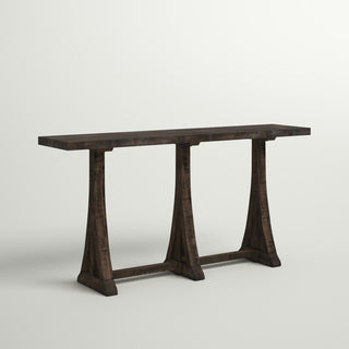 Console Table, Solid Mango Wood in Distressed Dark Brown