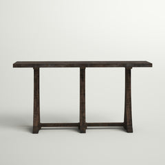 Console Table, Solid Mango Wood in Distressed Dark Brown