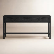 Console Table, Solid Mango Wood, Three Drawers, Black Finish