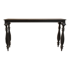 Console Table, Solid Mango Wood with Antique Black Top