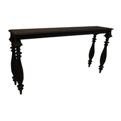 Console Table, Solid Mango Wood with Antique Black Top