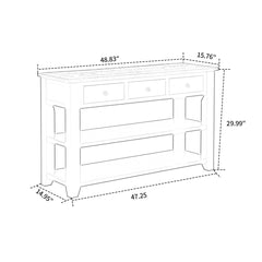 Console Table, Solid Pine with Blue Base