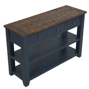 Console Table, Solid Pine with Blue Base