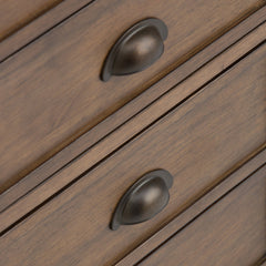 Console Table, Solid Pine with Four Drawers in Rustic Natural Aged Brown
