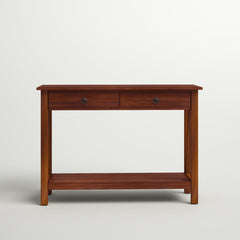 Console Table, Solid Pine with Two Drawers, Tobacco